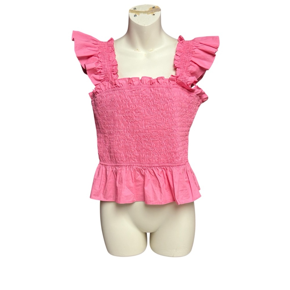 Sugar + Lips size medium Vibrant Pink Smocked Blouse
